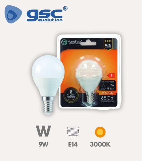 Bombilla LED Esférica E14 9W