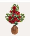 Ramo Decorativo Palmas y Rosas de Poliéster y Plástico