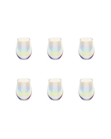Set de 6 Vasos de Cristal Iridiscentes-1