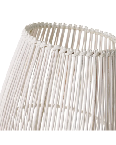 Lampara de Metal y Bambu en Blanco de 17x17x29 cm para Decoracion de Interiores
