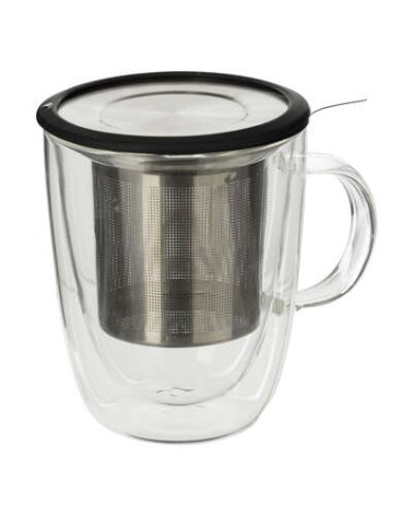 Taza de Cristal para Infusión de Té y Café con Doble Capa Aislante