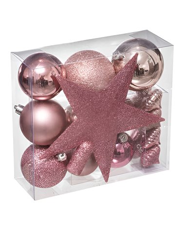 Kit de bolas de navidad 18 piezas rosa