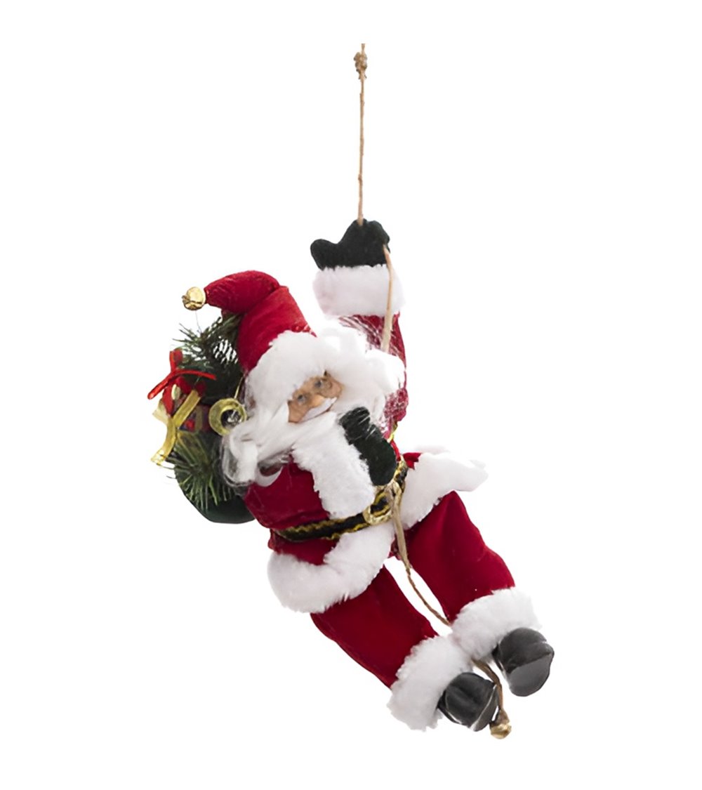 Papá Noel en cuerda de terciopelo 30cm